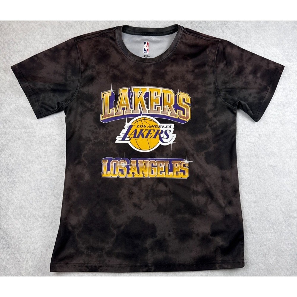 LA Lakers Youth XL 18-20 NBA Black Purple Gold Tie Dye Graphic T Shirt